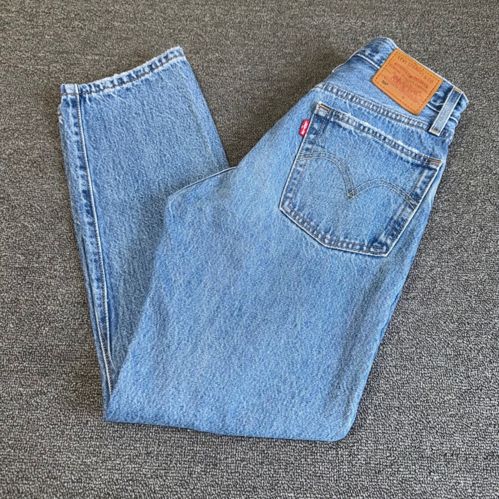 Levis 501 Original Cropped Jeans Women's 24 Blue Distressed High Rise Button Fly